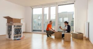 A family unpacking from an international move